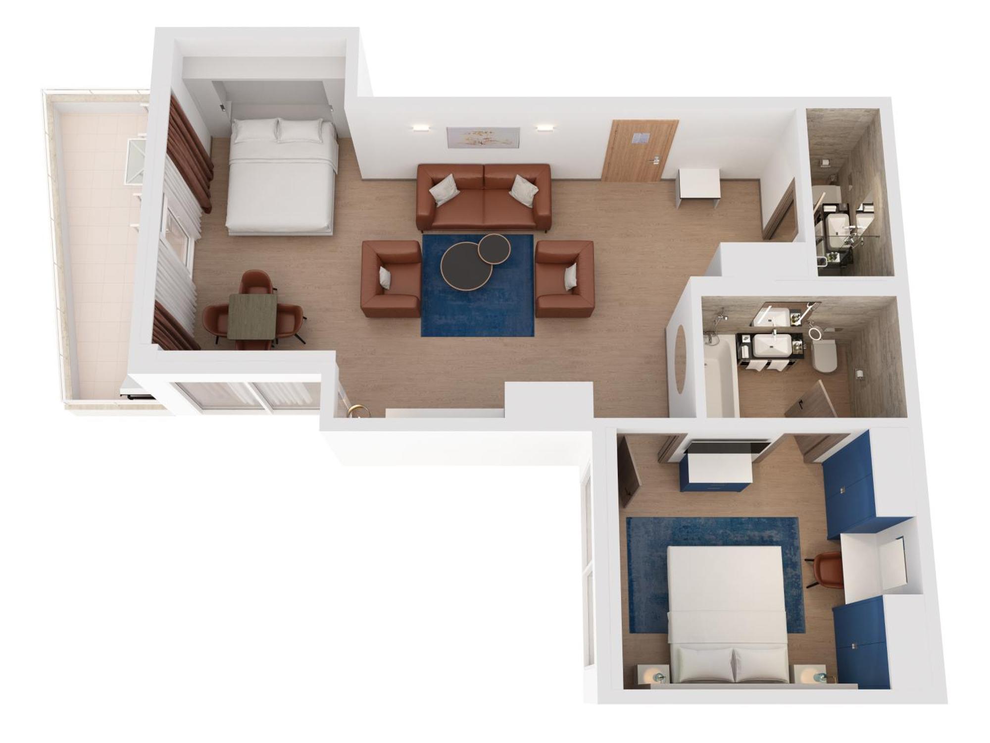 Hilton Rijeka Costabella Beach Resort And Spa Bagian luar foto A 3D floorplan of a typical hotel room