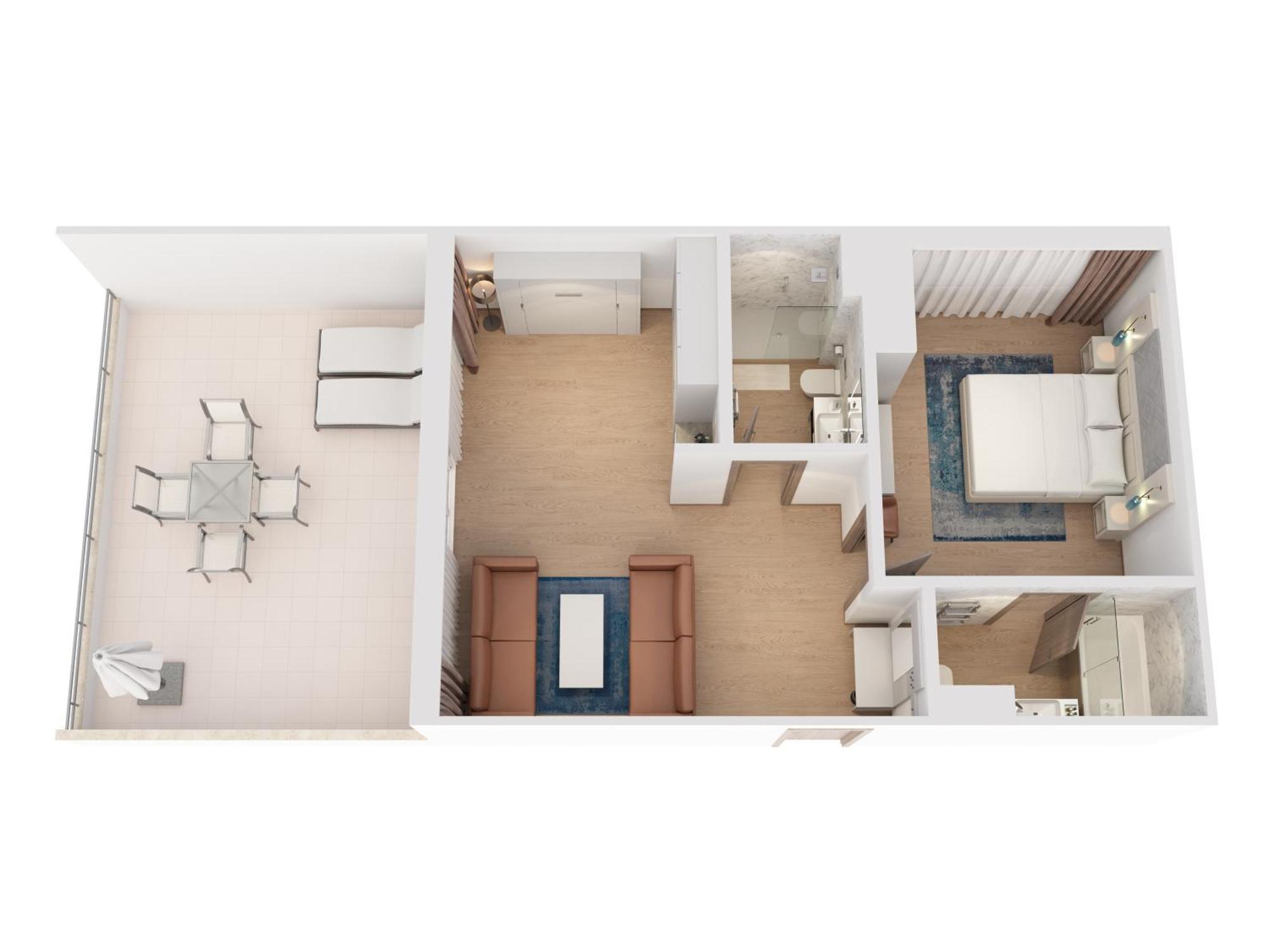 Hilton Rijeka Costabella Beach Resort And Spa Ruang foto 3D floor plan of a hotel room