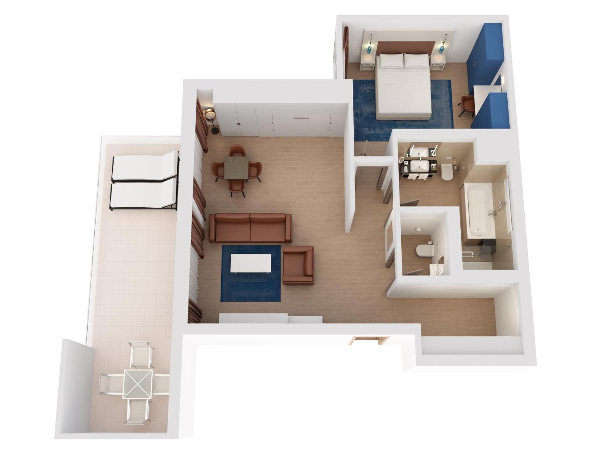 Hilton Rijeka Costabella Beach Resort And Spa Ruang foto A 3D floor plan of a hotel room